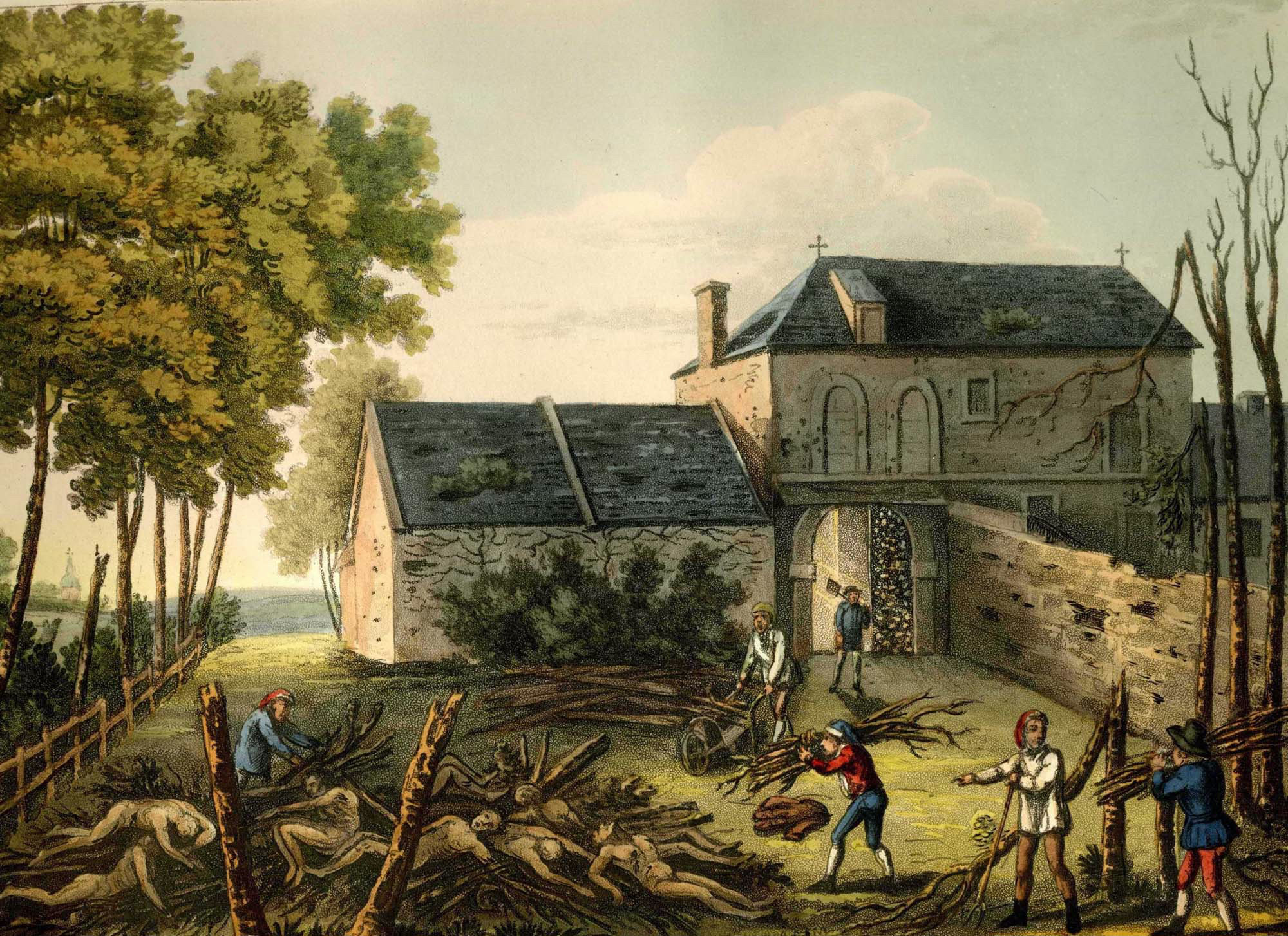 Burning bodies at Hougoumont by James Rouse.
