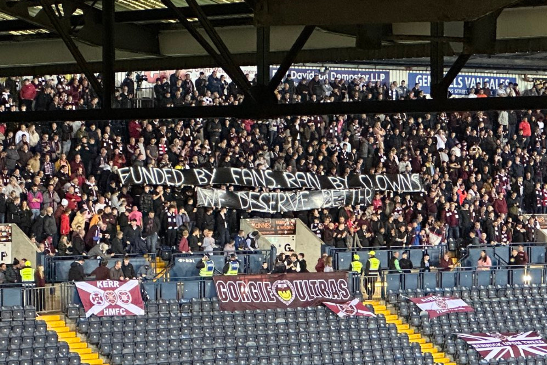 Hearts supporters in furious 'we deserve better' banner blast