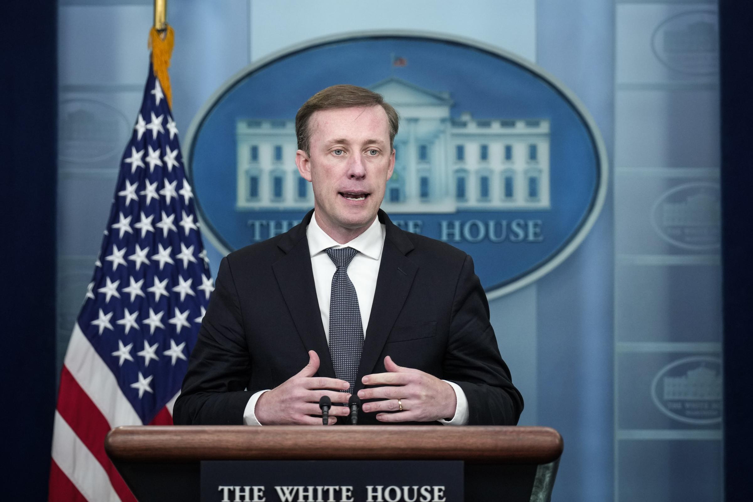 WASHINGTON, DC - SEPTEMBER 21: National Security Advisor Jake Sullivan speaks during the daily press briefing at the White House September 21, 2023 in Washington, DC. Ukrainian President Volodymyr Zelensky is in the nations capital to meet with