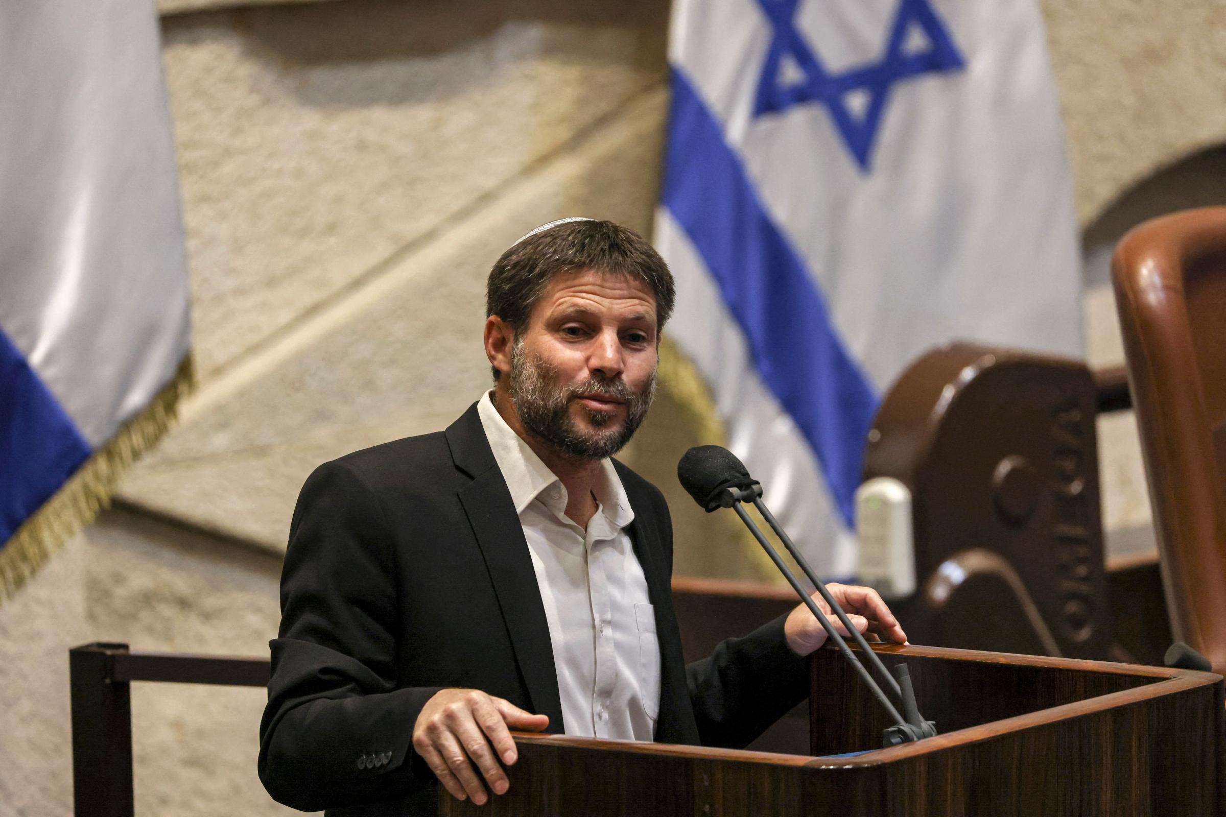 Bezalel Smotrich, leader of the Religious Zionist Party (Tkuma), speaks during a plenum session on the state budget on September 2, 2021. (Photo by AHMAD GHARABLI / AFP) (Photo by AHMAD GHARABLI/AFP via Getty Images).