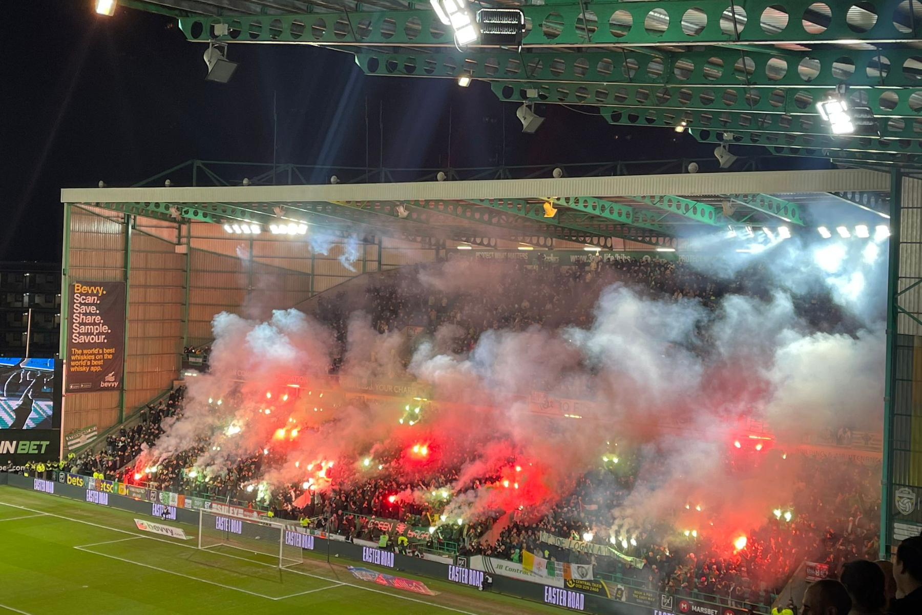 Celtic supporters in huge pyro display ahead of Hibs match