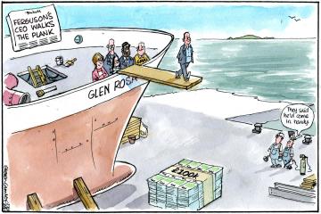 Our cartoonist Steven Camley’s take on ferries boss