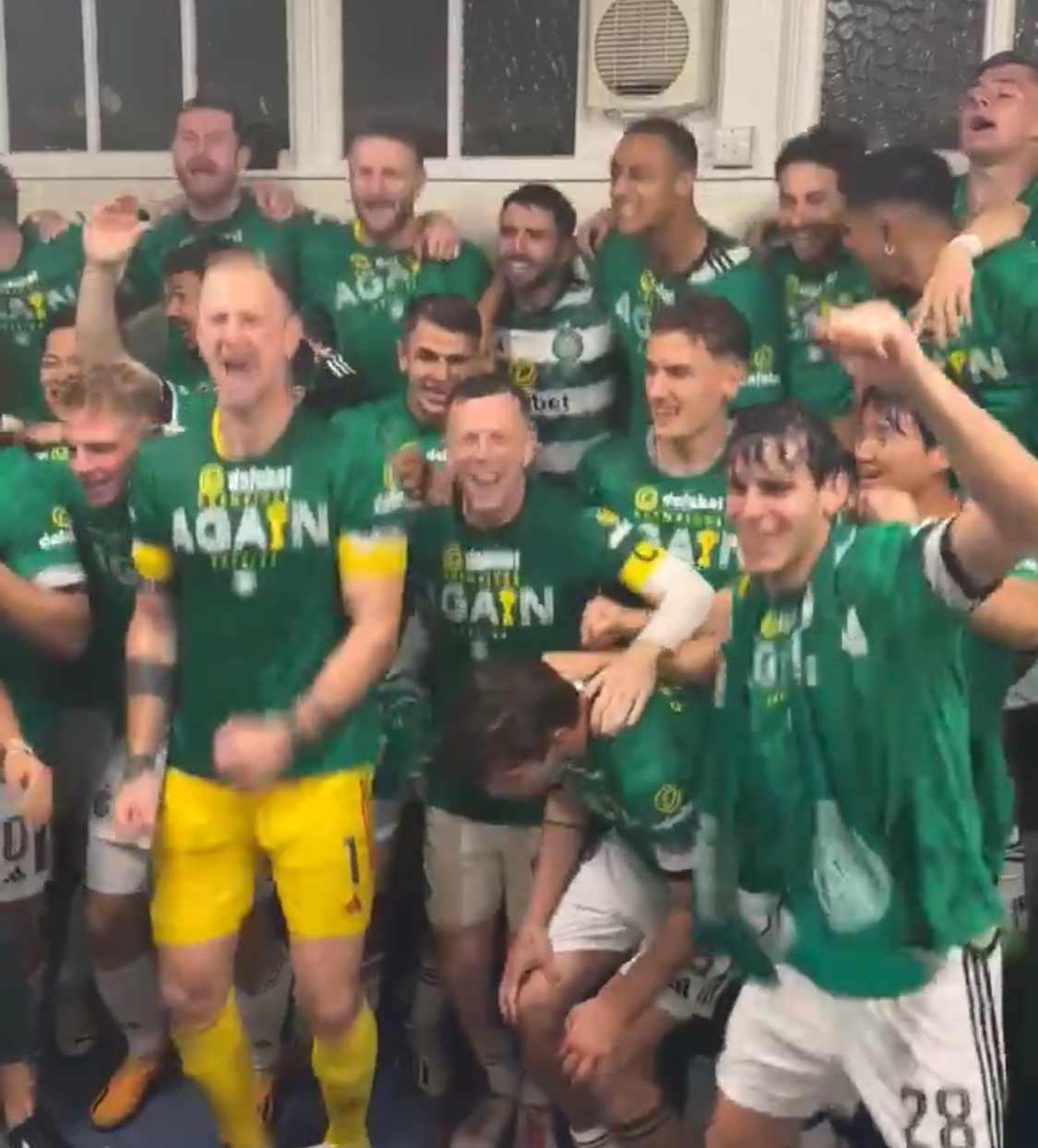 Watch jubilant Celtic title celebrations from Rugby Park dressing room
