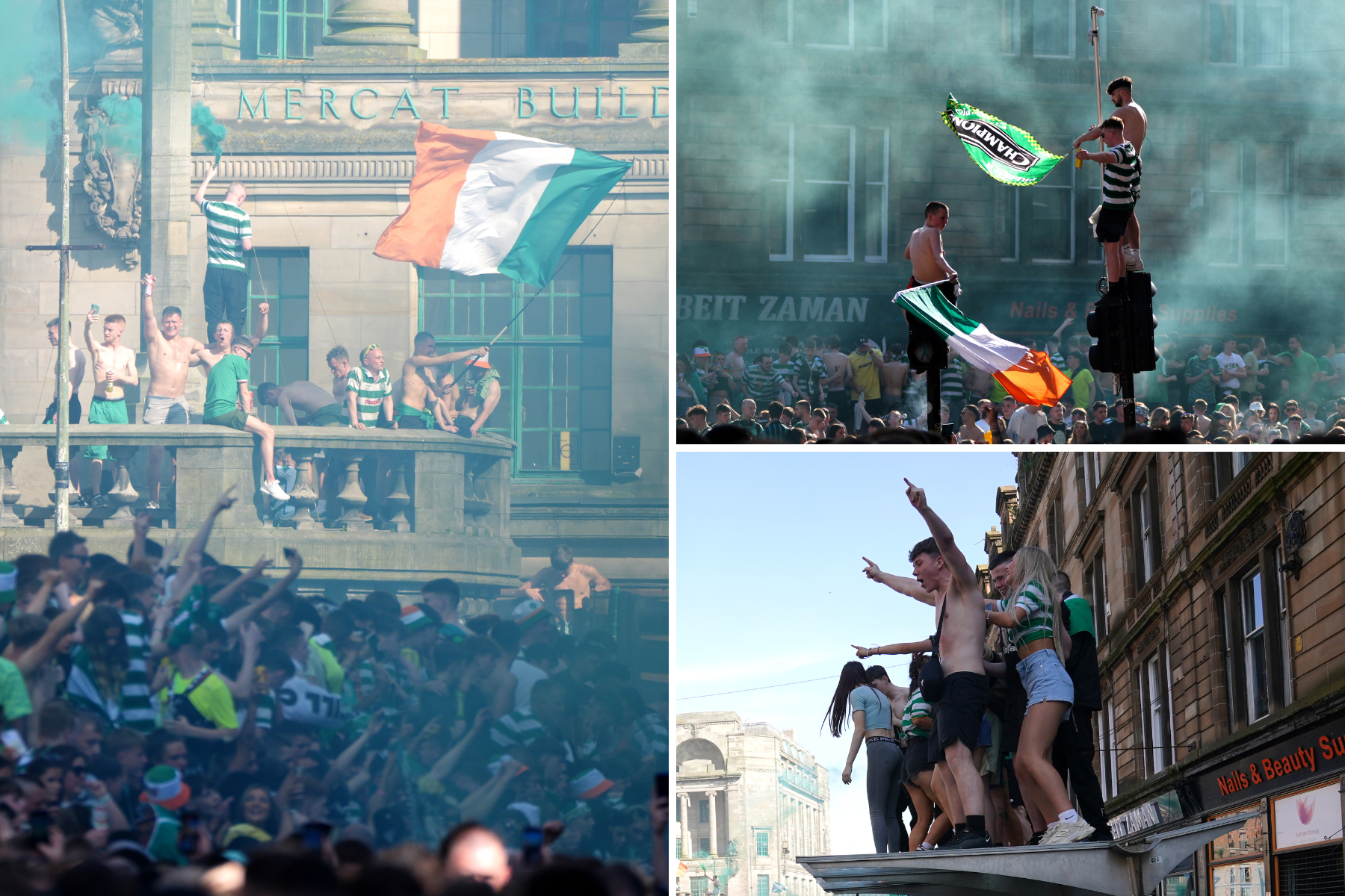 Thousands of Celtic supporters descend on Glasgow title party