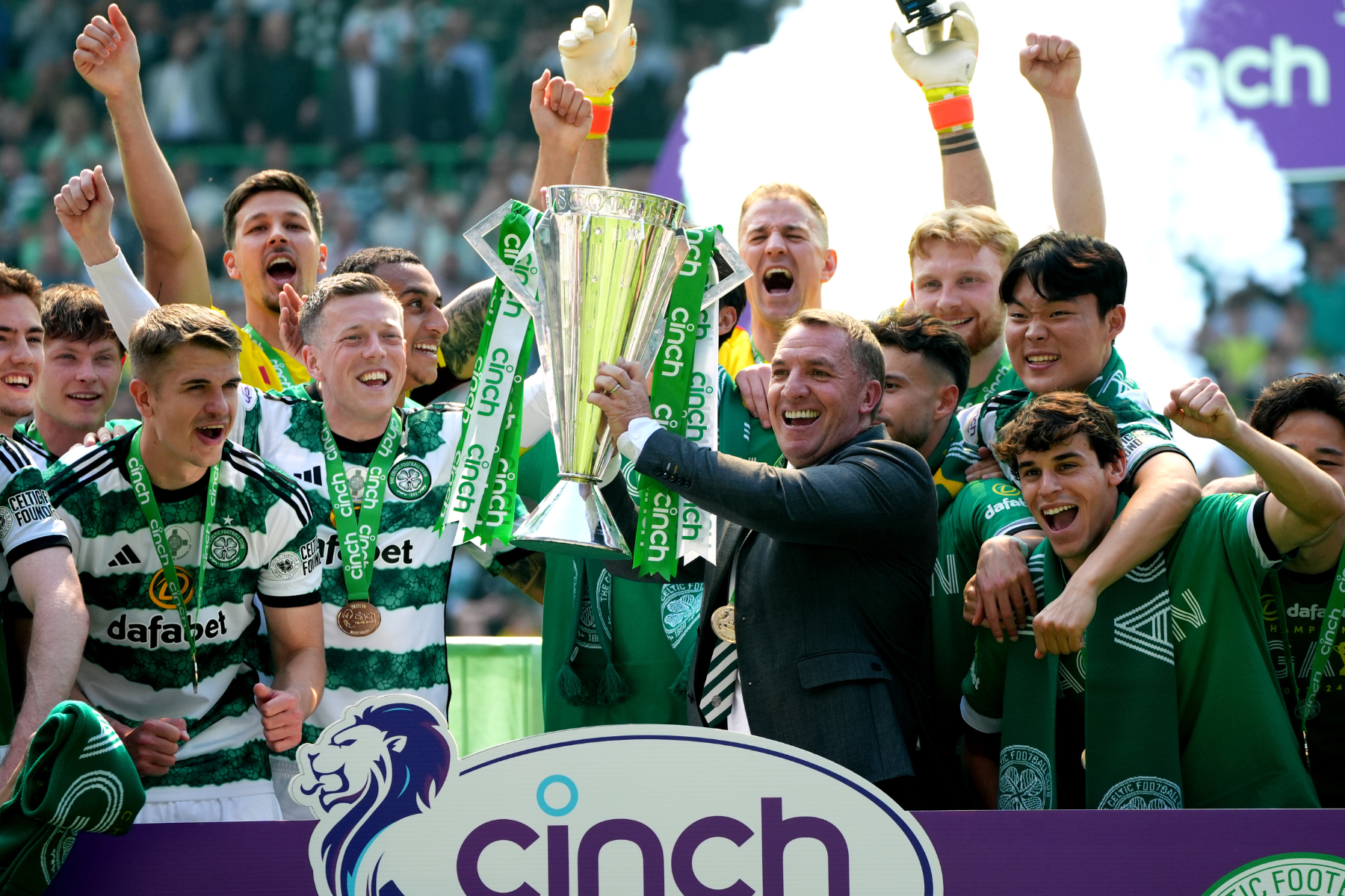 Brendan Rodgers savours moment as Celtic awarded league trophy