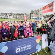 Tom Hunter, pictured speaking at a previous Kiltwalk event, praised those who participated in the virtual walk