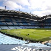 MANCHESTER, ENGLAND - FEBRUARY 27: General view inside the stadium prior to the Premier League match between Manchester City and West Ham United at Etihad Stadium on February 27, 2021 in Manchester, England. Sporting stadiums around the UK remain under