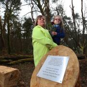 Connie McCready and Jessica Machon, five, at the site of the proposed memorial