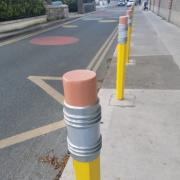 Pete Miller says these bollards outside a school in Sandymount, Dublin, are a constant reminder to local pupils that not only is the pen mightier than the sword, but also that the pencil is a pal of the pedestrian.