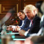 Matt Hancock and Boris Johnson during a Cabinet meeting in September, 2020