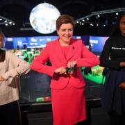 First Minister Nicola Sturgeon (centre) meets climate activists Greta Thunberg (left) and Vanessa Nakate (right) at COP26