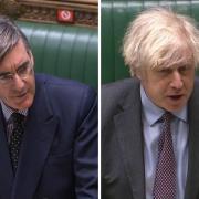 Jacob Rees Mogg and Boris Johnson pictured in the Commons.