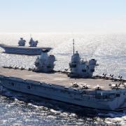 Handout photo issued by the Ministry of Defence (MoD) of HMS Queen Elizabeth and HMS Prince of Wales meeting at sea for the first time off the coast of north west Scotland following Exercise Strike Warrior 21. Picture date: Wednesday May 19, 2021. PA