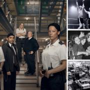 The cast of Channel 4 drama series Screw alongside images of the Kelvin Hall in Glasgow through the years. Pictures: STV Studios/Channel 4/Newsquest