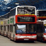 A Lothian bus fleet. Credit: PA