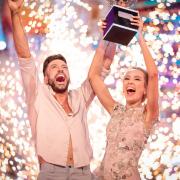 Rose Ayling-Ellis and Giovanni Pernice with the glitterball trophy during the final of Strictly Come Dancing 2021 (PA)