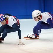 Team GB members practicing for speed skating (PA)
