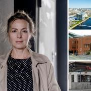 German crime author Simone Buchholz; an aerial view of the River Clyde; exterior of Celtic Park; and The Doublet in Glasgow. Pictures: Gerald von Foris/Chris Hepburn/Getty/Nick Ponty/Kirsty Anderson