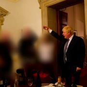Picture of Boris Johnson on November 13, 2020 at a gathering in No 10 Downing Street on the departure of a special adviser