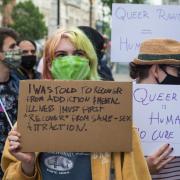 A recent protest over conversion therapy