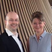 Patrick Grady MP, pictured with then Plaid Cymru leader Leanne Wood, during a visit to the Senedd in 2015.