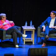 Joanna Cherry and Matt Forde at the Party Political  podcast on the Edinbugh Fringe, 22 August 2022. Photo:  David Monteith-Hodge