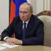 Russian President Vladimir Putin chairs a Security Council meeting via videoconference in Moscow, Russia, Friday, Sept. 23, 2022. (Gavriil Grigorov, Sputnik, Kremlin Pool Photo via AP).
