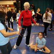 Judy Murray takes a coaching session in the east end of Glasgow