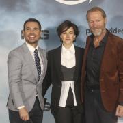 Martin Compston.., Emily Hampshire and Iain Glen at the world premiere of new Amazon production The Rig at the Everyman Cinema in Edinburgbh tuesday. STY.. Pic Gordon Terris Herald & Times..6/12/22.