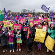 Members of the EIS teachers union pictured at a rally on Glasgow Green.