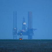 An oil rig at sea