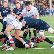 Bill Mata scores a try in Edinburgh's home game against Castres last month
