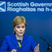 First Minister Nicola Sturgeon at a press conference in St Andrew's House, Edinburgh, today.