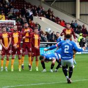 Rangers' James Tavernier scores their side's first goal of the game during the cinch Premiership match at Fir Park