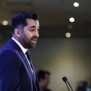 Humza Yousaf making his victory speech yesterday