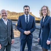 First Minister Humza Yousaf with Green ministers Patrick Harvie and Lorna Slater