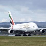 The world’s largest airliner, the Airbus A380, landing at Glasgow Airport last weekend