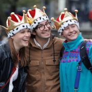 Royal fans take a selfie before watching coverage of the Coronation in Princes Street Gardens, Edinburgh