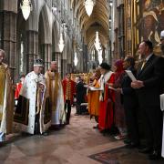 King Charles meets multi-faith leaders as he leaves Westminster Abbey after the Coronation ceremonies