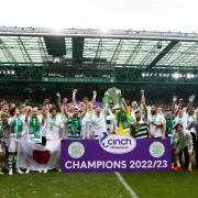 Celtic celebrate their Premiership title success