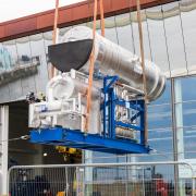Queens Quay, Clydebank..24.3.20 ..Pic shows: Delivery of a heat pump to the multi-million pound Clydeside development which will be heated with the UK's first large scale pump system. ..FREE USE FOR VITAL ENERGI.More info from:..Gordon Coates