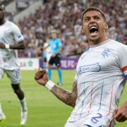 Rangers captain James Tavernier celebrates his goal against Servette in a Champions League qualifier in Switzerland on Tuesday night