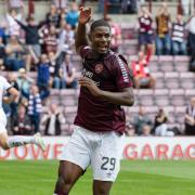 Hearts defender Odel Offiah marked his debut with a goal in the first half