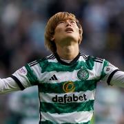 Celtic striker Kyogo Furuhashi after scoring against Dundee at Parkhead on Saturday