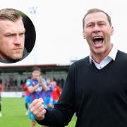 Duncan Ferguson celebrates with Inverness Caledonian Thistele supporters at Gayfield on Saturday, main picture, and Billy McKay, inset