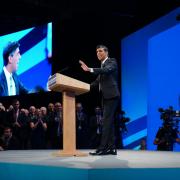 Prime Minister Rishi Sunak making his keynote speech during the Conservative Party annual conference at the Manchester Central convention complex