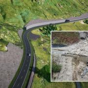 The proposed tunnel for the A83 and (inset) a flashback to a past landslip