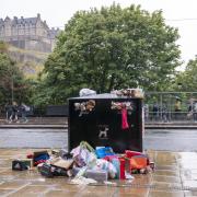 A bin overflowing with litter in Edinburgh