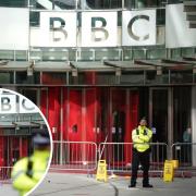 BBC Broadcasting house in London has been covered in red paint
