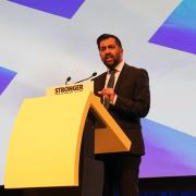 Humza Yousaf making his announcement about the council tax freeze at the SNP conference earlier this month